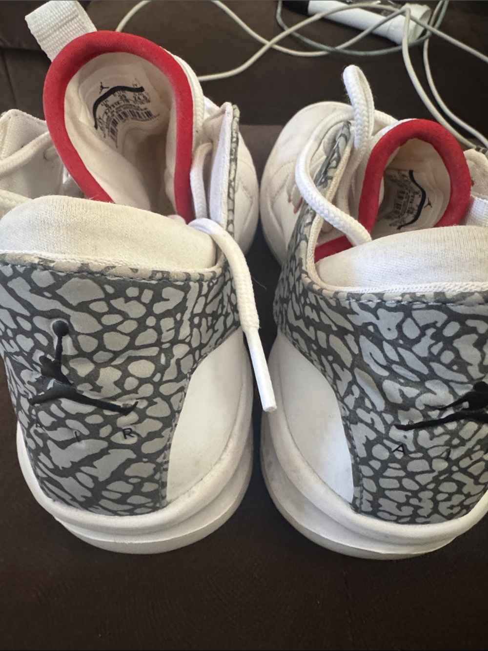 Jordan Boys' White, Grey & Red Elephant Print Sneakers
